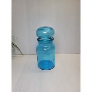 Vintage Belgium Blue Glass Bubble Top Apothecary Jar